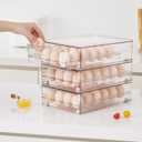 vacane Egg Holder for Refrigerator, 48 Capacity Clear Egg Storage Drawer with Non-Slip Pads, Stackable BPA-Free Egg Organizer Tray for Fridge