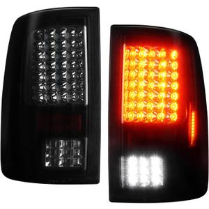 (2 Pack) Rear LED Taillight Assembly Fit for 2009-2018 Dodge Ram 1500, 2010-2018 Ram 2500 3500 - Chrome Smoke Lens, Only Fit factory Halogen/incandescent Models and Without Projector Headlights Models