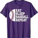 Eat Sleep Baseball Repeat Player Funny Soft style Unisex T-Shirt, Large