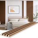 WPC Slat Wall Paneling, Modern Accent 3D Wall Panels, 8-Piece 94.5" x 6.6" TV Wall Panel, Bedroom, Living Room, Walnut