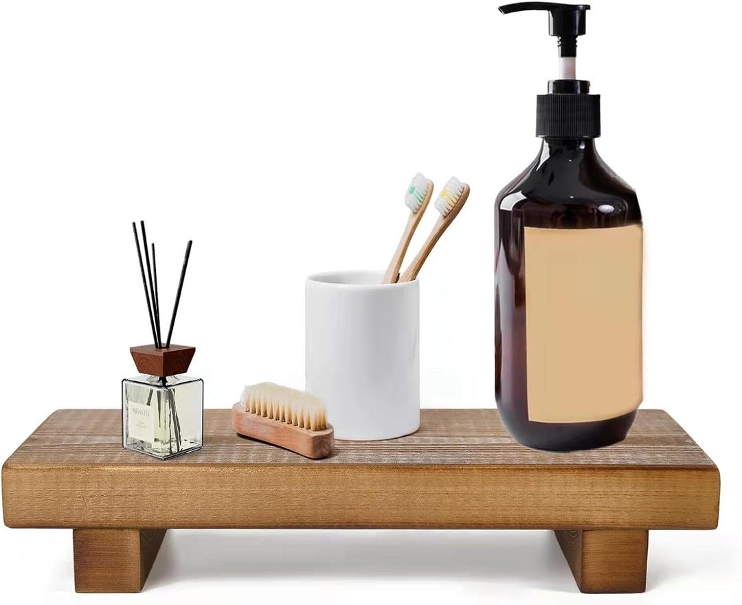 Handmade Solid Wood Soap Riser Stand - Rustic Farmhouse Style Tray for Kitchen, Bathroom & Home Décor | Stable Wooden Soap Holder & Countertop Organizer (10x4.7 Inch)