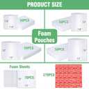 540Pcs Dish Packing Supplies for Moving, 270 Cushion Foam Wrap Pouches & Sheets 4 Sizes (16x12", 12x12", 12x7.8", 7.8x7.8") with 70 Fragile Stickers Plate Packing Sleeves for Fragile Shipping Storage
