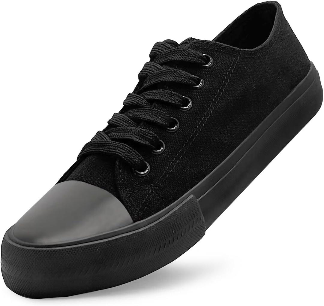 Unisex Low Top Lace Up Casual Canvas Shoes for Women and Men, Comfortable Lightweight Classic Fashion Sneakers Popular 2026, Zapatillas Casual De Lona De Moda para Hombre Y Mujer (All Black) Size 10
