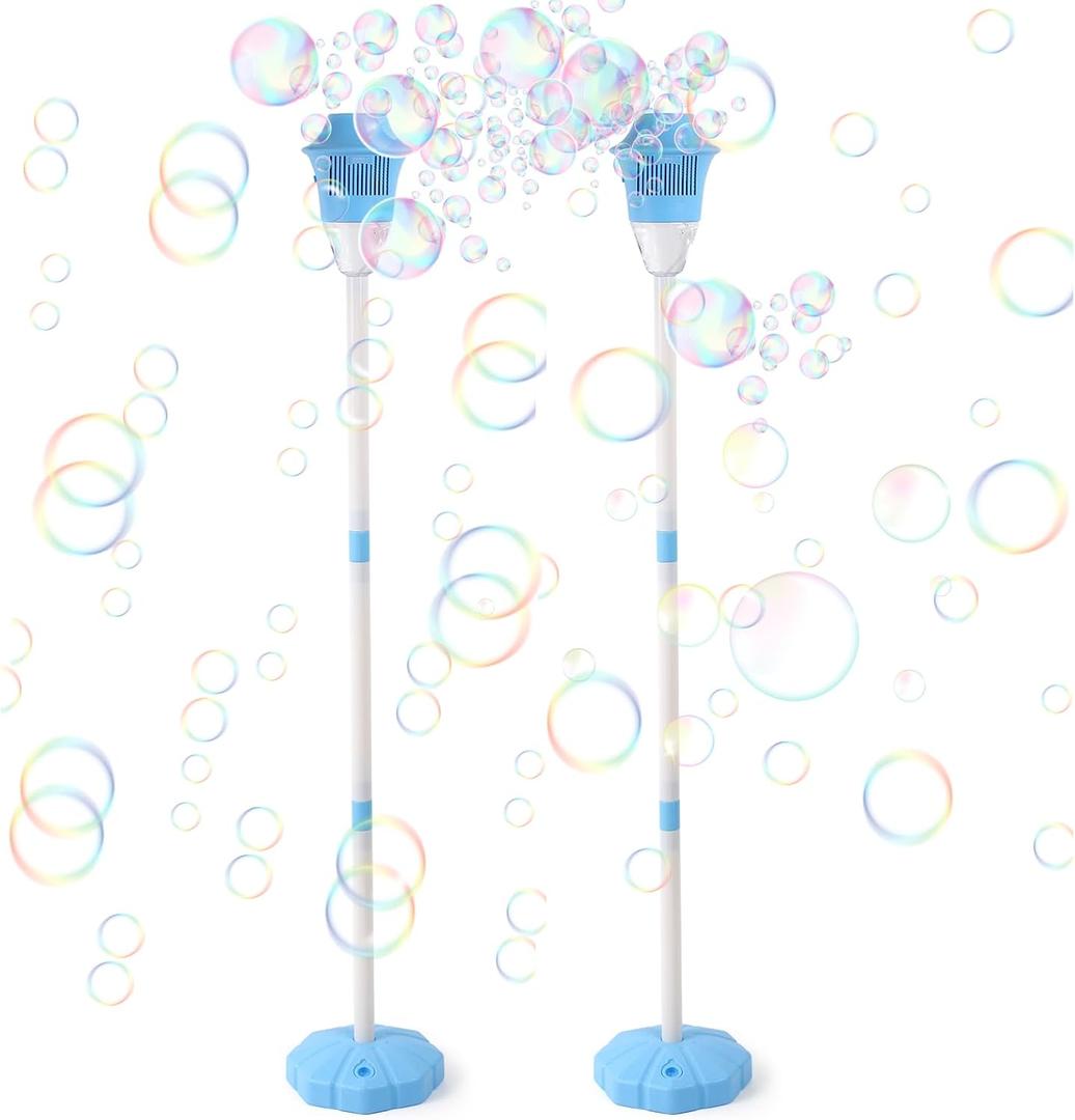 Palksky Bubble Machine with Lights for Outdoor - 2Pack, Height 47 Inches Bubbles Blower Maker for Kids Toddlers, Battery Automatic Bubbles Blower Maker for Outdoor/Indoor Wedding Birthday Party