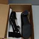 femflame Women's Low Chunky Heel Mary Jane Pumps Ankle Buckle Strap Sweet Round Toe Dress Shoes JK Cosplay Uniform Dress Shoes (10, Black)