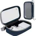 pack all Clear Electronic Organizer, TPU Cable Organizer Bag, Compact Cord Travel Organizer for Cables, Chargers, Phones, USB cords, SD Cards (Dark Blue)