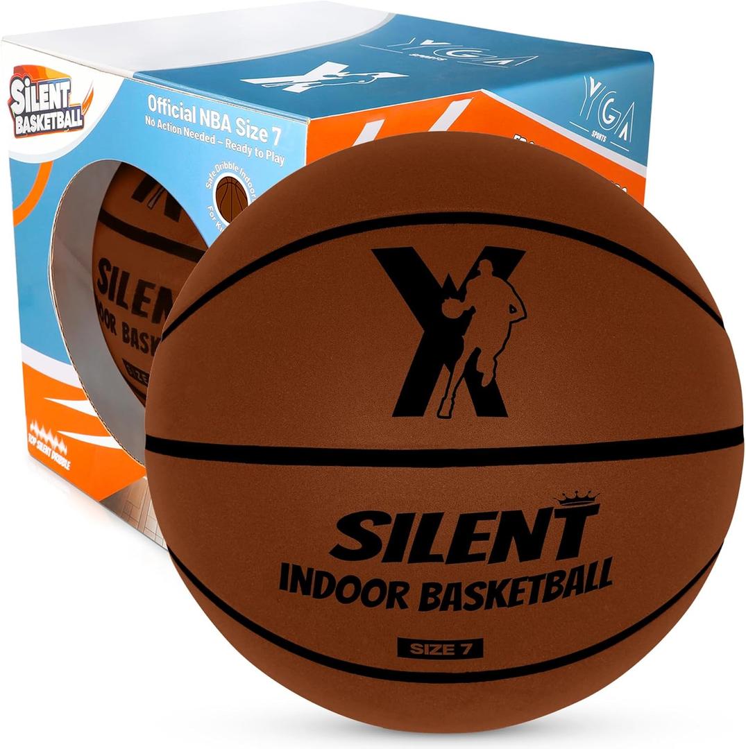 Silent Basketball Official Size 7 (29.5"): Upgraded 95% Bounciness  Ultra Silent Indoor Basketball with Real Feel Grip and Grooves  Airless Soft Foam Basketballs for Quiet Dribbling Inside