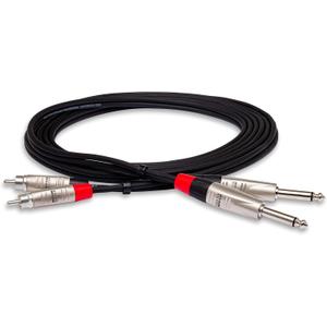 Hosa HPR-003X2 Pro Stereo Interconnect, Dual REAN 1/4 Inch TS to RCA, 3 Feet