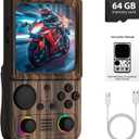 R36TMAX Retro Handheld Game Console, 4 Inch IPS HD Screen Retro Gaming Console, Supports WiFi Networked Fighting and OTG, Compatible with a Large Variety of Classic Games,Wood Grain Coffee Brown