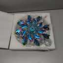 360Peacock Solar Wind Spinner with Lights Blue Metal Garden Outdoor Decor Yard Lawn Art Decor for Patio Kinetic Windmills Unique Gifts for Friends and Family 51.9' H x 12.2'' Dia