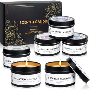 Scented Candles for Women and Men, 6 Pack Aromatherapy Candles for Home Scented, Natural Soy Jar Candle Bulk Gift Set for Christmas Birthday Thanksgiving Mother Coworker