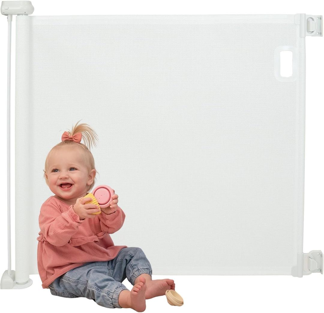 Toddleroo SmartFit Retractable Mesh Baby Gate; 55" Wide, 33" Tall, White
