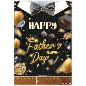 2 x Black Gold Happy Father’s Day Garden Flag, Crown Necktie Eyeglass Cap Sign Father's Day Decorations,Best Dad Father's Day Garden Flag,12x18 Inch Double Sided