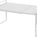 Nxconsu Cabinet Shelf Expandable Height Adjustable Shelf Organizer Riser for Kitchen Cabinet Pantry Cupboard Under Sink Countertop Organization Storage Space Saver Stackable Heavy Duty Metal White XL (10.3D * 13.8-24.8W * 9.7H)