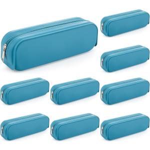 8 Pcs Silicone Pencil Case Pen Zipper Pouch Bags Aesthetic Back to School Gifts Stationery Travel Toiletry Makeup Coin Organizer Waterproof Valentines Valentines Party Favors (Blue)