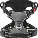 Timos Dog Harness Small Sized, No Pull with Neck Lockable Snap,No Choke Front Clip Dog Reflective Harness,Adjustable Metal Rings 3 Buckles,Easy Control Handle for Small Dogs Gray S (Small (Pack of 1))