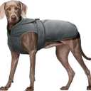 Kuoser Canvas Dog Coat, Warm Dog Jacket Reflective Fleece Pet Cold Weather Coat, Warm Doggie Clothes Waterproof Winter Vest with Zipper Leash Hole for Small Medium Large Dogs, Grey XL