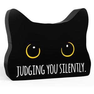 Judging You Silently Funny Bathroom Acrylic Decor Sign Black Cat Decor Cat Decor for Home Bathroom Cat Lover Gifts For Women Men