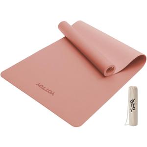 YOTTOY Yoga Mat,Non-Slip Hot Yoga Mat with Anti-Tear Design and Friendly Natural Rubber Mat with Strap and Bag (Pink)