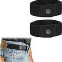 WERFORU Men 2 Loop No Buckle Elastic Belt for Women Men side belts, Fit 1.5 Inch Belt Loop (Black)