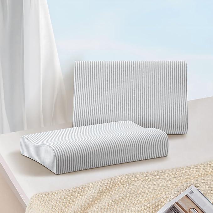 Replacement Pillow Case for Memory Foam Neck Pillow,Zippered Pillow Cover,Soft Cotton Pillow Protector for Cervical Pillow,Latex Pillow, 20x12 Inch