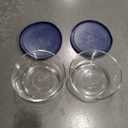 Pyrex Storage Plus 7-Cup Round Glass Food Storage Dish, Blue Cover, Pack of 2 - Original Genuine Made in the USA