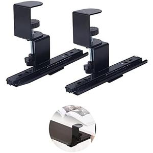 Niciksty Keyboard Tray Clamp Under Desk with Adjustable Clamp and 7.87IN Rail Set for DIY Custom Wooden Keyboard Trays (Tray Not Included), Under Desk Pull Out Slider Track with C-clamp Mount System