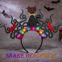 JAKAWIN Light Up Snake Headband Black Halloween Costume Hair Accessories Led Headpiece for Women