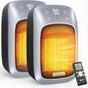 Brightown Portable Plug in Wall Heater for Indoor Use with Thermostat, 800W Small Electric Space Heater with Remote, LED Display, 12H Timer, Quick Heat, Safe for Bathroom Office Bedroom, 2PCS (Silver)