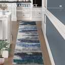 Ciicool 2x6 Washable Runner Rug, Modern Abstract Hallway Rugs Runner, Non-Slip Thin Accent Rug Lightweight Navy Grey Print Distressed Carpet for Laundry Entryway Bedroom Kitchen Bathroom Indoor
