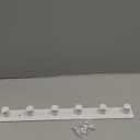 Coat Rack Wall Mounted, White Coat Hooks Adhesive & Screw in, Stainless Steel Door Hooks for Hanging Hat Towels Clothes, Hook Rail with 6 Round Hangers