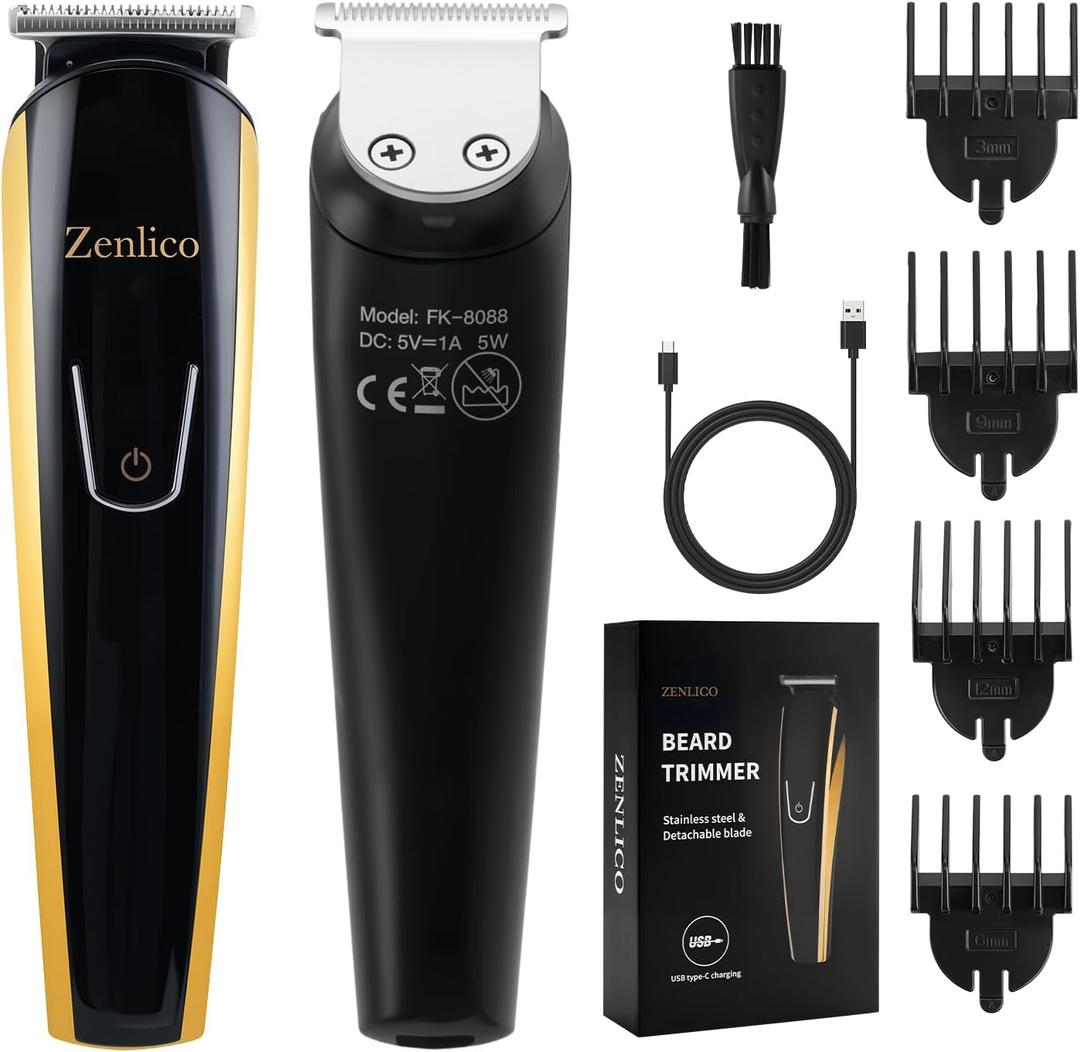 Beard Trimmer for Men, Rechargeable Men's Hair Trimmer for Mustache, Electric Razor & Body Grooming Kit for Beard, Face, Groin & Manscaping, Birthday Valentines Ideal Gift for Men (8-Piece Set)