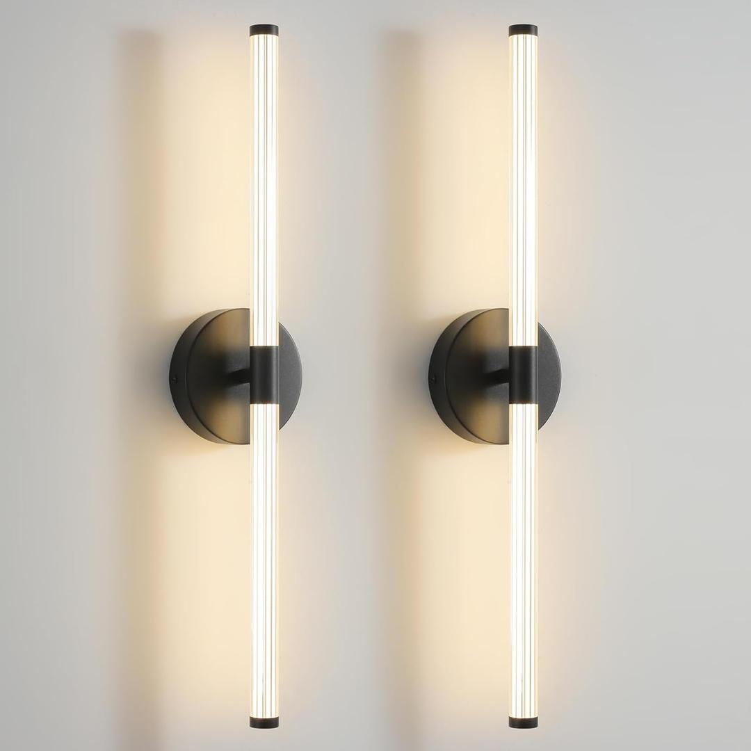 Wall Sconces Set of Two Matte Black LED Wall Lights Modern Linear Sconces Lighting Indoor Sconces Wall Decor Set of 2 Mounted Lamp for Living Room Wall Scones, Wall Lights Set of 2