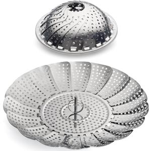 Vegetable Steamer - 5.3" to 9.3" - 100% Stainless Steel