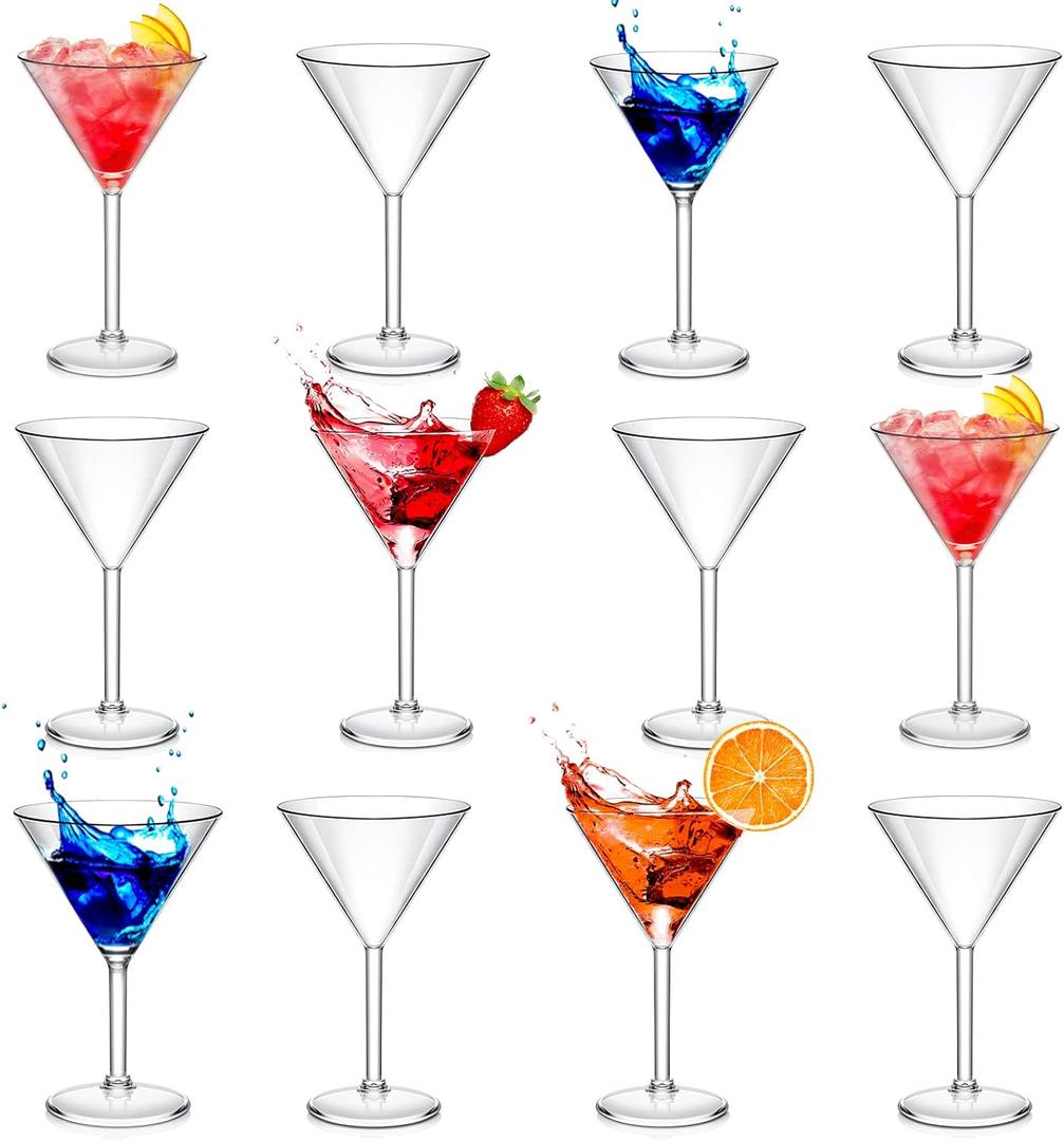 Plastic Martini Glasses 10 oz Acrylic Unbreakable Cocktail Glasses Plastic Cups Dessert Cocktail Cups Drinkware Drink Glassware for Mousse Home Bar Restaurant Wedding Festival Party Supply (12 Pieces)