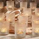12 Pack Clear Votive Candle Holders Tea Light Candle Holders Bulk Tealight Glass Candle Holder for Table Weddings Party
