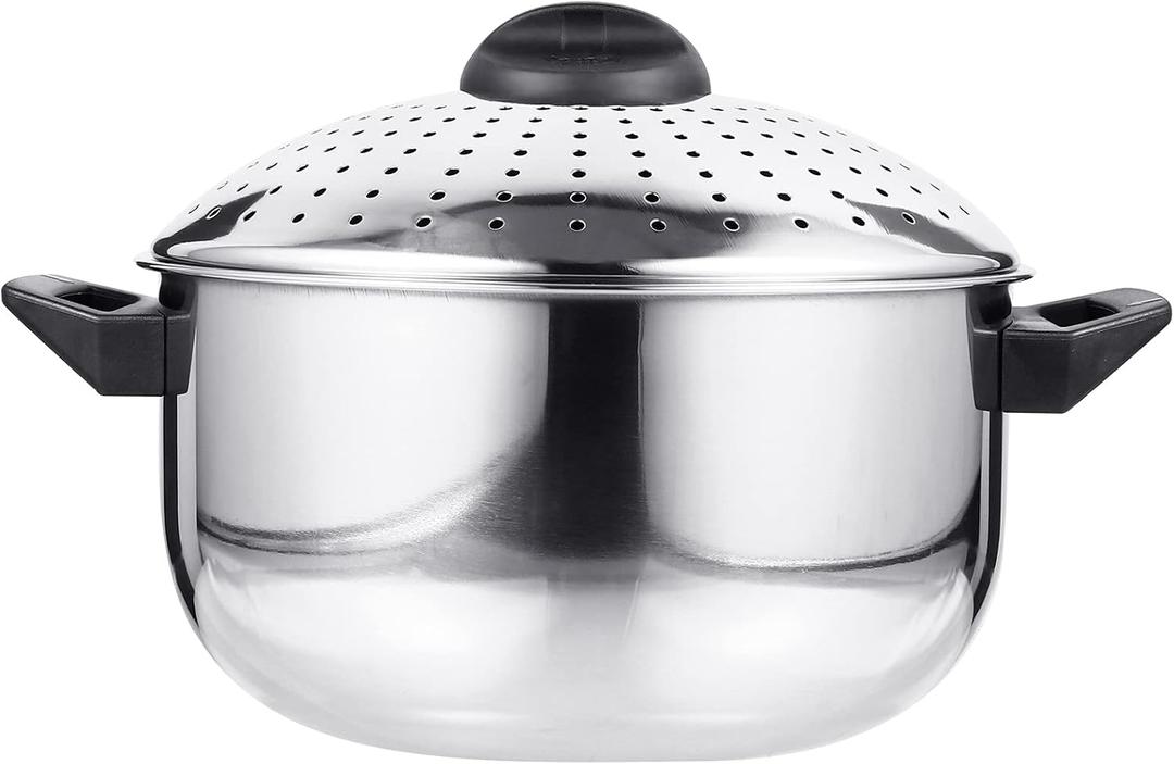 DOITOOL Stovetop Stainless Steel Pasta Pot with Strainer Lid, Nonstick Spaghetti Pot Noodles Cooking Pot for Cooking Pasta Noodle Veggie or Sauce, Sliver, 9.2x9.2x6.2inch