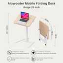 Alawooder 25 Inch Mobile Folding Desk - No Assembly, Pneumatic Sit-Stand, 29-42" Height Adjustable Rolling Laptop Desk with Hidden Wheels, 0-90 Tilt Top for Home Office, Craft & Study, 25.6"W x 18.9"D