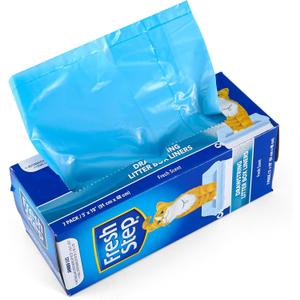 Fresh Step Jumbo Drawstring Cat Litter Box Liners, Scented Heavy Duty Kitty Litter Bags for X-Large Oval or Rectangle Pans, Helps Contain Mess for Easy Lift Out Cleanup, 36 x 19 in, 7 Count