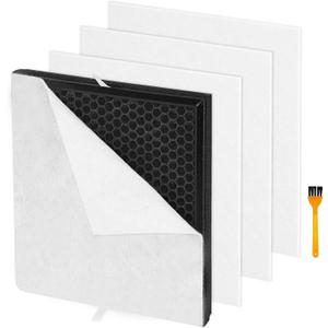 PR1 Air Filter Replacement for MOOKA PR1 Air Purifier, 1 Pack High Efficiency Air Filter with Activated Carbon Filter + 3 Pack Pre-Filters