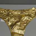 Kepblom Women's Thong Metallic Rave Bottoms Shiny High Waisted Panties for Festival Clubwear Dancing (X-Large, Gold)