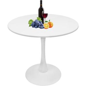 White Round Dining Table, 24 Inches Tulip Round Kitchen Table, Mid-Century Leisure Table for Small Places, Dining Room, Living Room, Cafe