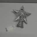 Juegoal Star Tree Topper with 20 LED Lights, Metal Silver Lighted Treetop Ornaments, Battery Powered Light Up Christmas Tree Decorations, 6.5 x 6.5 Inches