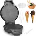 Baker's Friend Waffle Cone Maker Machine with Browning Control, 7.5 Ice Cream Cone Maker, Cone Roller & Bowl Press Included,Thin Waffle Maker Crispy, Nonstick Waffle Bowl Maker,Graphite