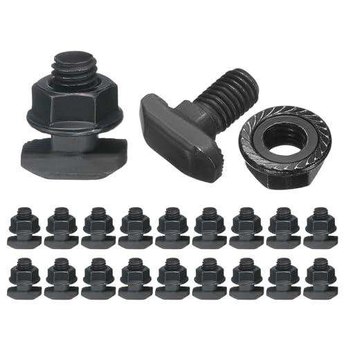 uxcell 19pcs M8x16mm t Slot Drop-in Bolt, Carbon Steel Hammer Head Bolts t Shape Stud Sliding Screw with M8 Hexagon Flange Nuts for European Standard 40 Series Aluminum Profile