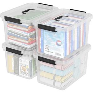 Vadidiya 4 Packs 18 Quart Clear Plastic Storage Latching Bins, Clear Storage Boxes with Handles
