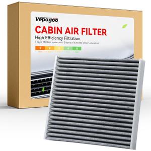 Vepagoo CF10285 CP285 Cabin Air Filter includes Activated Carbon, Compatible with Toyota, 4Runner, Camry, Corolla, RAV4, Highlander, Tundra, Prius, Sienna, Lexus, Scion, Subaru Outback