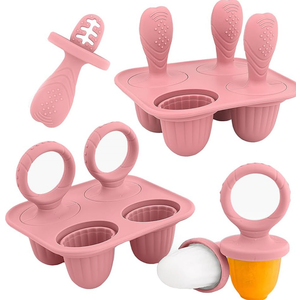 Silicone Baby Popsicle Molds with Sticks Dark Pink 