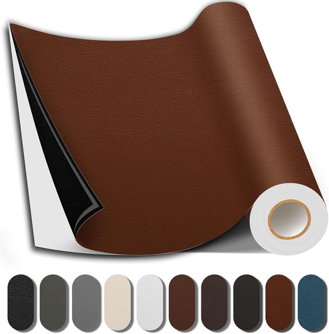 Shagoom Leather Repair Patch, 35X79 Inch Repair Patch Self Adhesive Waterproof, DIY Large Vinyl Patches for Couches, Furniture, Kitchen Cabinets, Wall （Light Brown, 35X79 Inch）