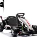 Garvee 24V 7.5 Mph Kids Ride on Go Kart, High Speed Drifting Car, Ride on Toys 200W*2 Motors, Max Load 135 LBS, Racing Toy for Kids 6+, White